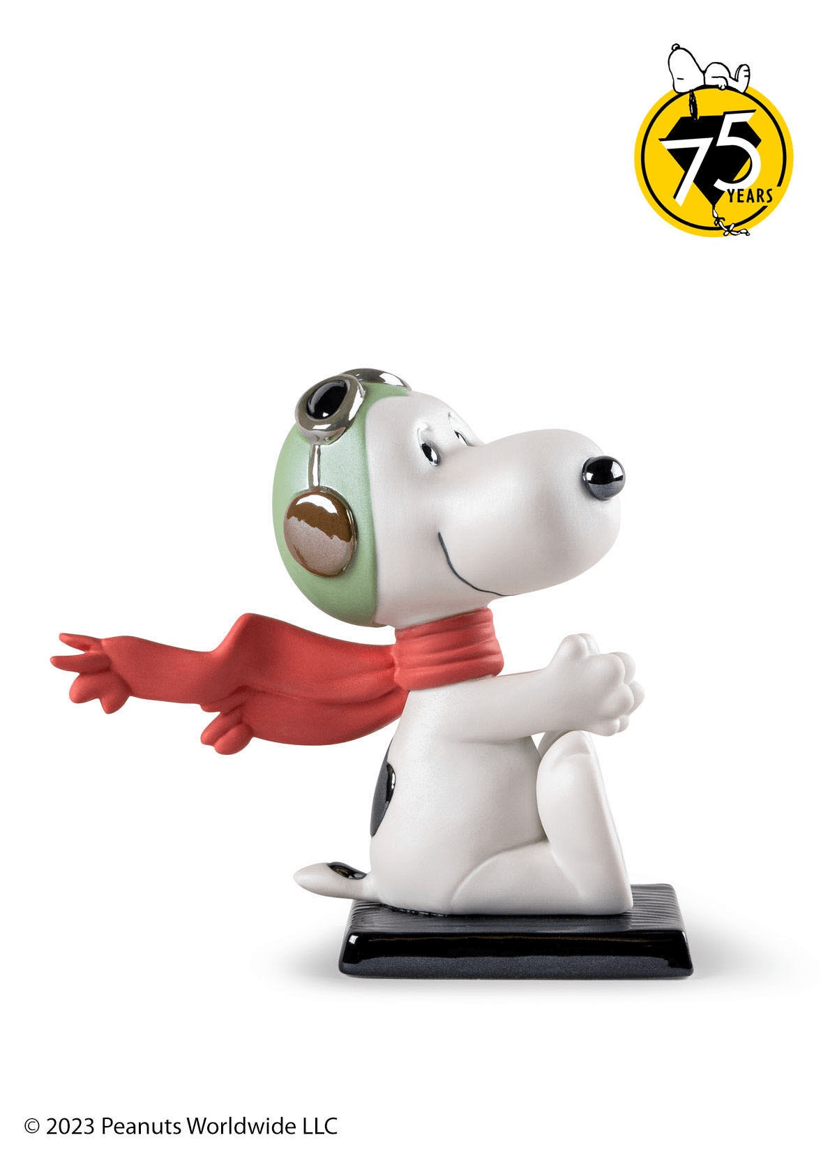 Lladró - Snoopy™ Flying Ace Figurine made of porcelain, depicting Snoopy as a daring pilot.