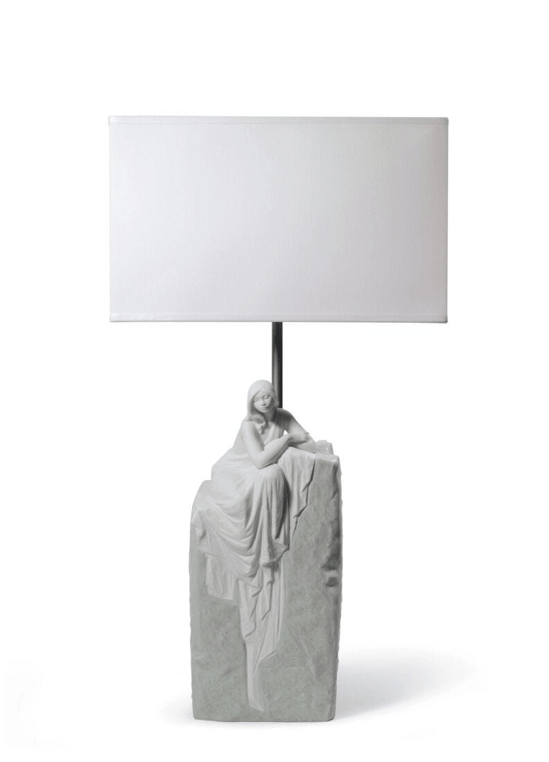 Lladró - Meditating Woman I Table Lamp showcasing porcelain design with serene woman figurine and elegant shade.