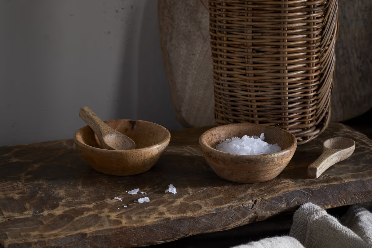 Nkuku - Daruka Salt & Pepper Dipping Bowls with Spoons - Natural