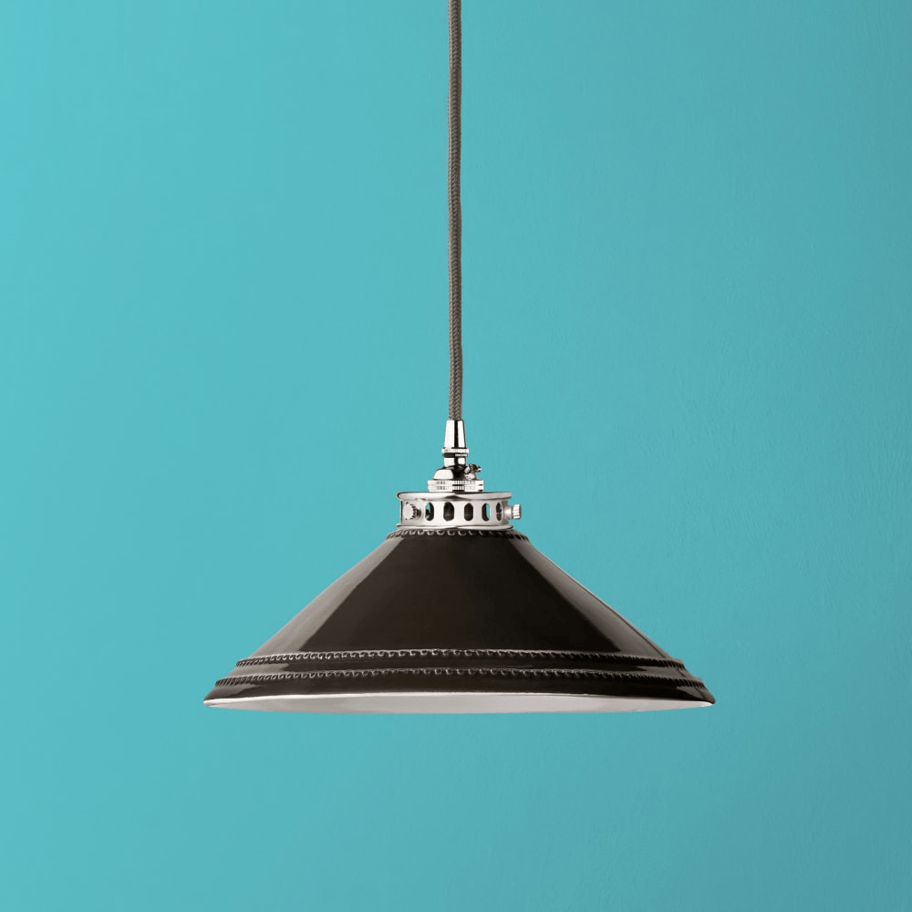 Pooky - Ted Ceramic Pendant Light Shade - Black With Stone Interior