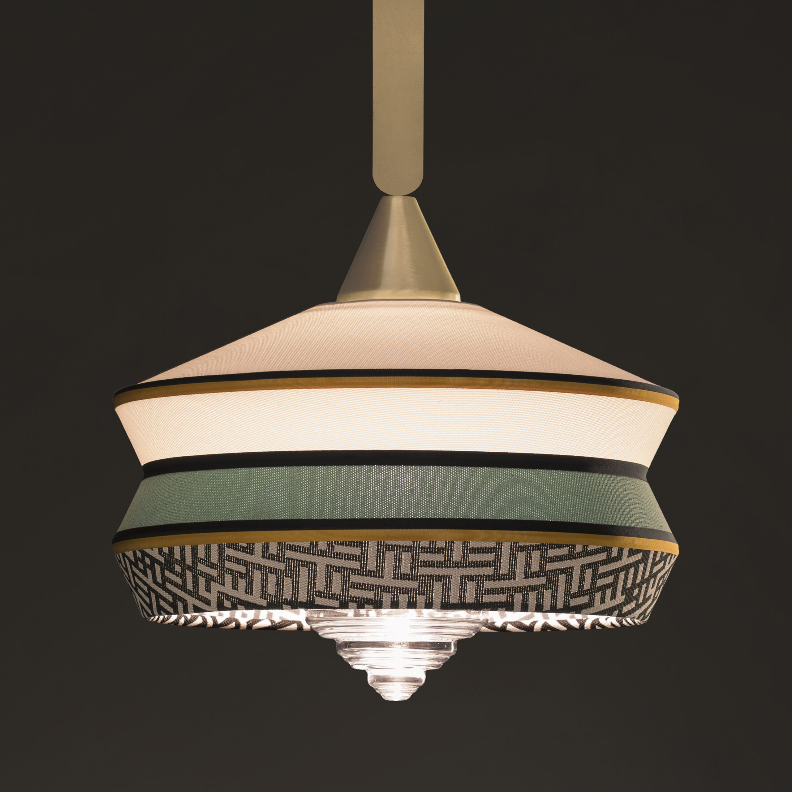 Contardi Calypso Suspension Guadaloupe XL - Matt Gold Lacquered Frame Green Waterproof Braided Rope - Sale e Pepe Guadaloupe Shade