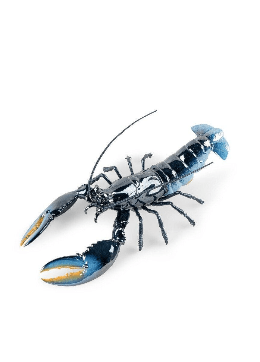 Lladró - Lobster Sculpture - Blue crafted in porcelain, showcasing intricate details and vibrant colors.