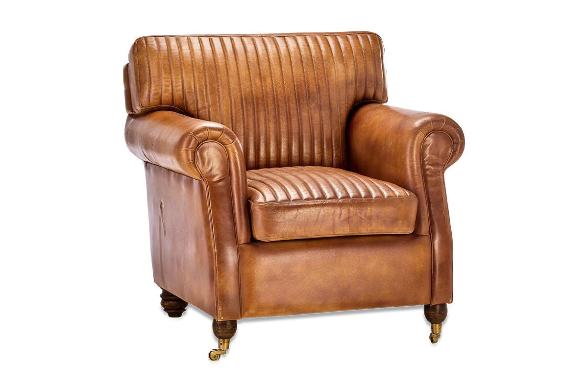 Nkuku - Narwana Ribbed Leather Armchair - Aged Tan