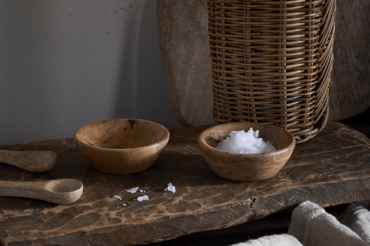 Nkuku - Daruka Salt & Pepper Dipping Bowls with Spoons - Natural