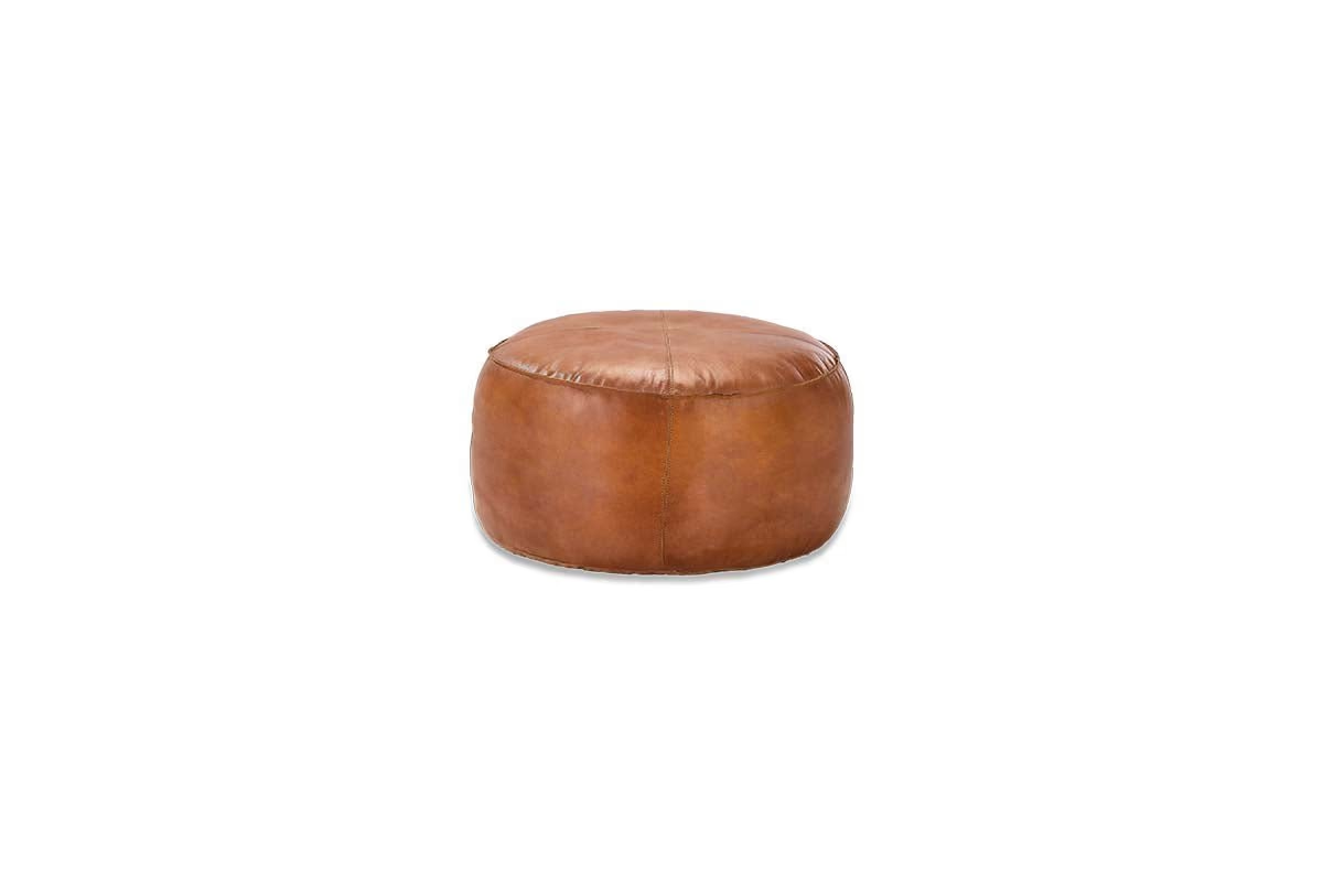 Nkuku - Nadu Leather Pouf - Aged Tan