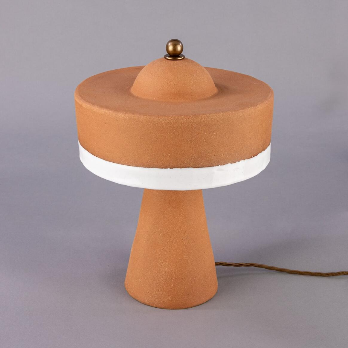 Mullan Seville Ceramic Mid-Century Modern Table Lamp Terracotta And White Glaze - Antique Brass Finish