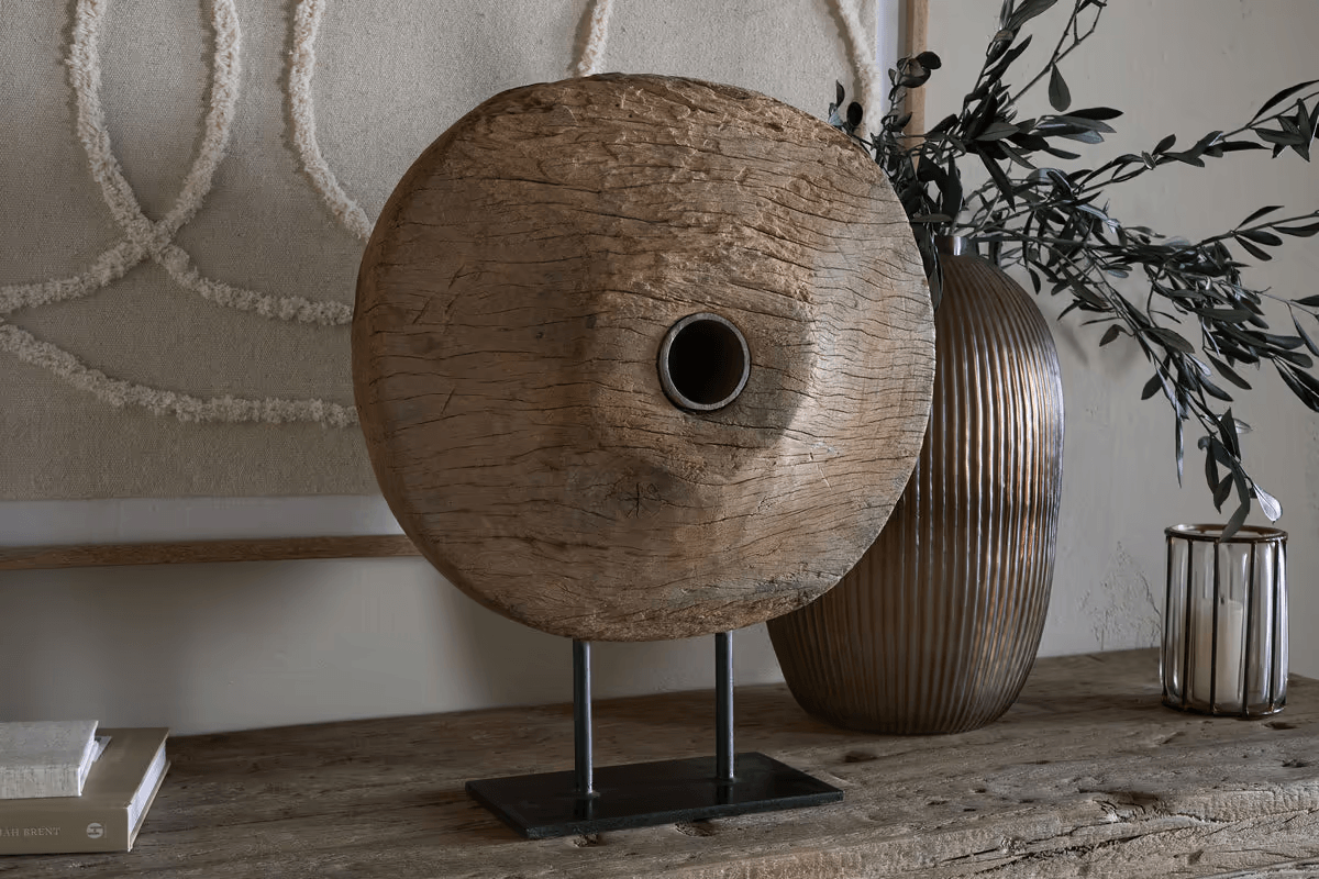 Nkuku - Cala Reclaimed Wood Objet on Stand - Natural
