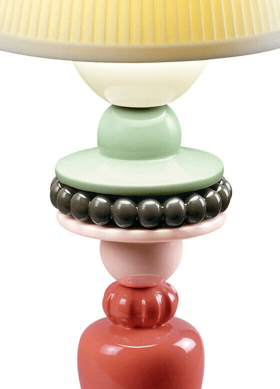 Colorful Lladro Porcelain base detail of the Lladró - Sunflower Firefly Table Lamp - Ivory.