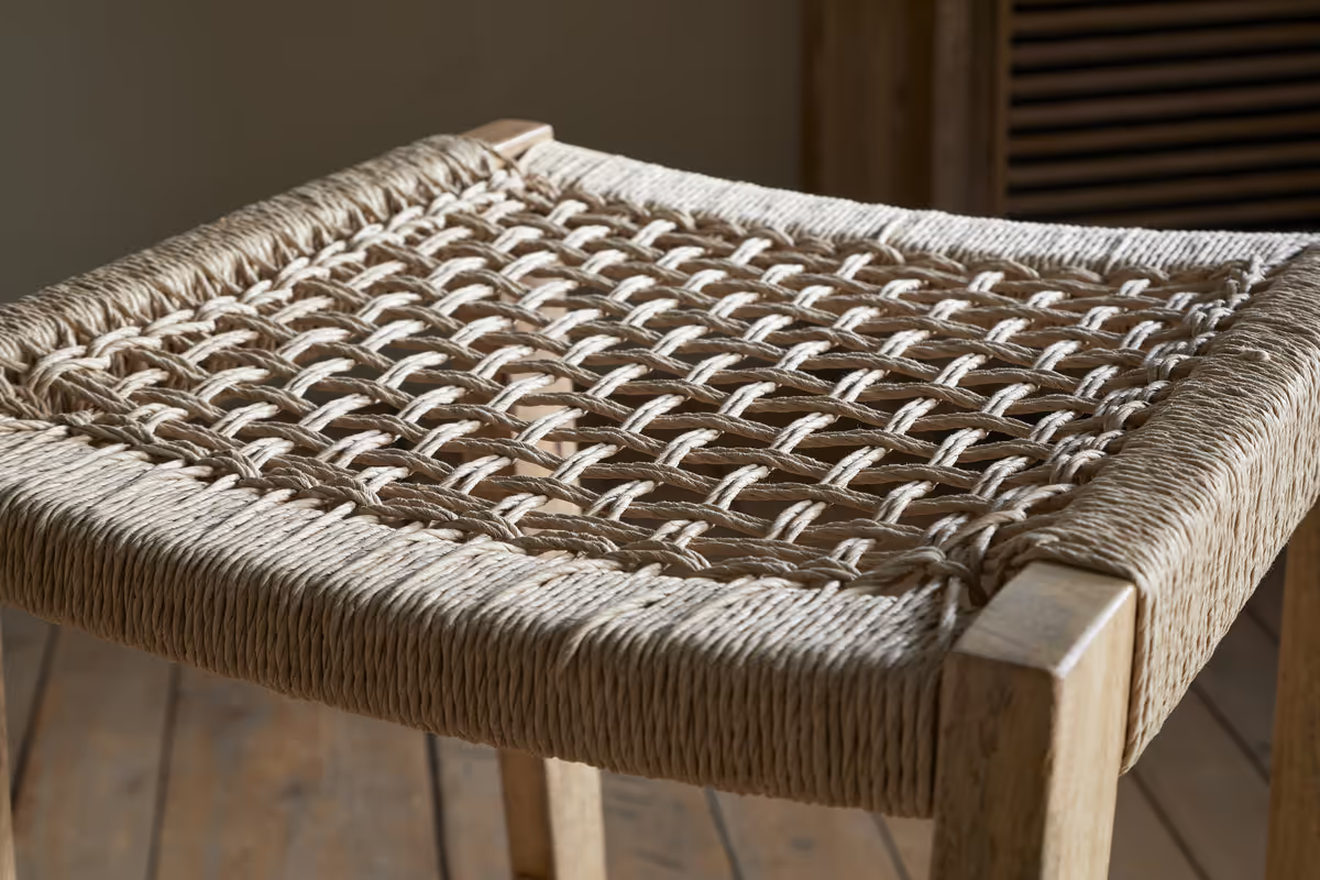 Nkuku - Aamani Mango Wood & Cord Counter Stool - Natural