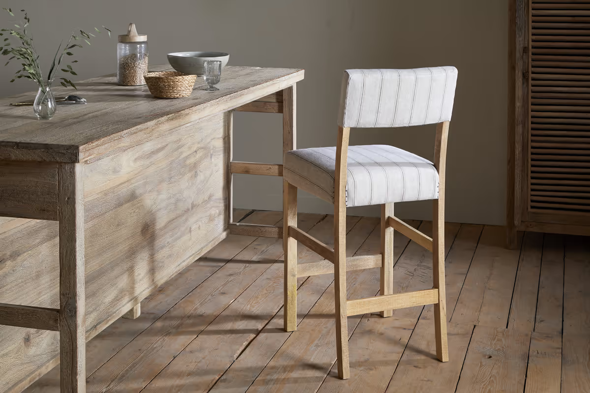 Nkuku - Nidhi Linen Upholstered Counter Chair - Natural