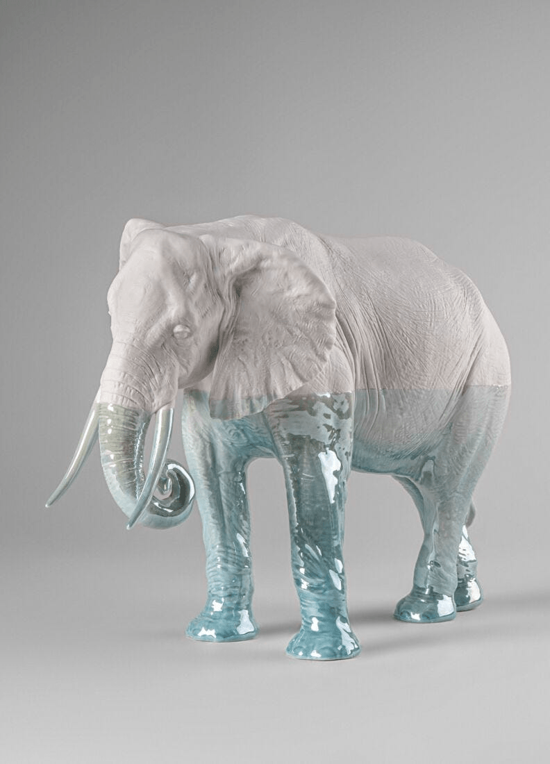 Lladró - Elephant - Underwater Sculpture in porcelain showcasing a unique underwater design.