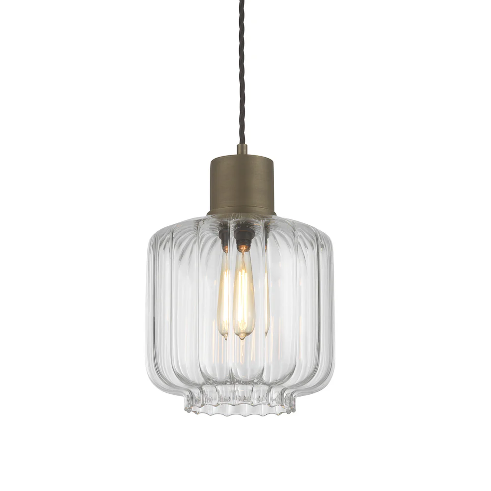 Northern Light - Warner Pendant Ceiling Lights - Clear Reeded Brass Medium Finish - Clear Reeded Glass Shade