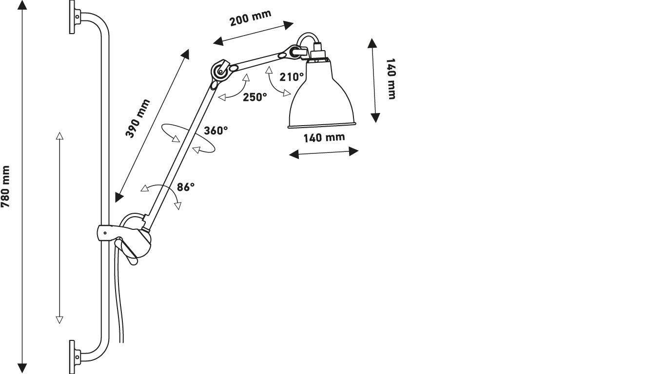 Dcw-Editions - Lampe Gras N°210 Bedside Wall Lamp