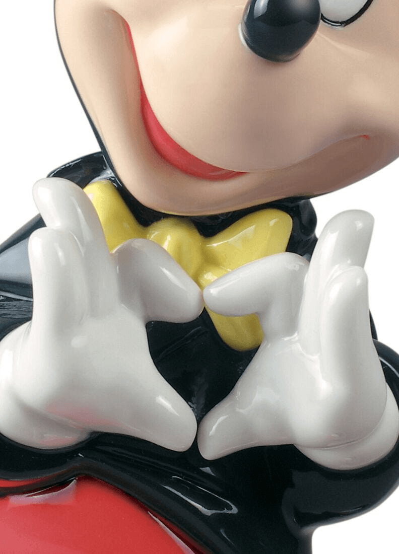 Lladró - Mickey Mouse Figurine featuring glossy porcelain details and playful expression.