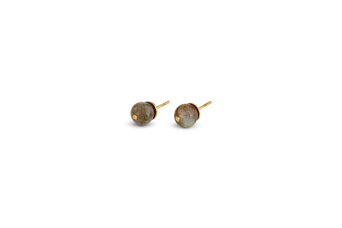 Nkuku - Marai Labradorite Stud Earrings - Labradorite & Gold
