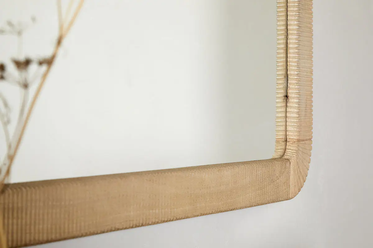 Nkuku - Vivan Rectangular Grooved Wood Mirror - Natural