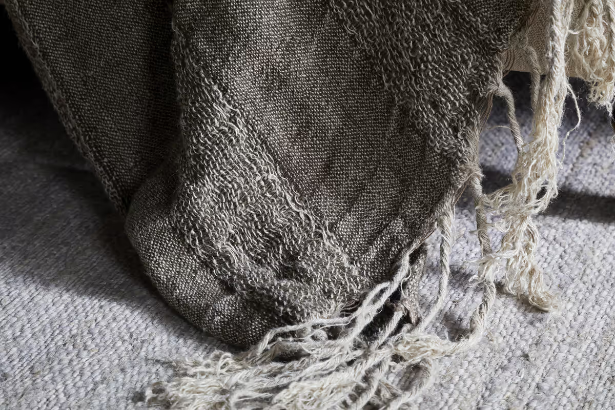 Nkuku - Munir Linen Throw - Charcoal