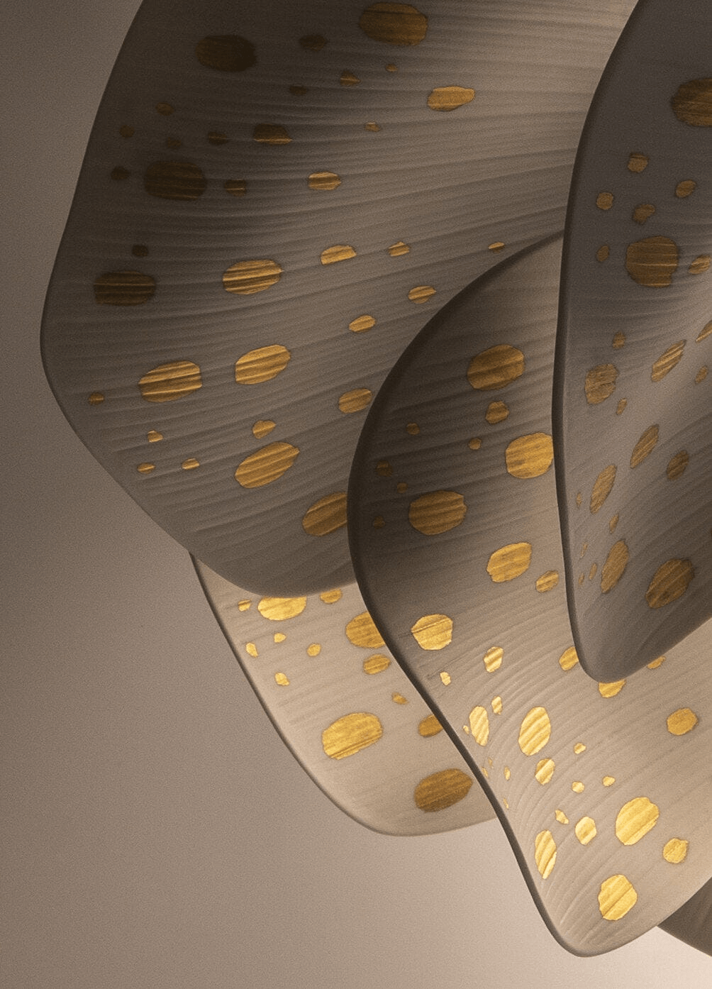 Lladró - Nightbloom Pendant Light - N60 - Golden Luster with elegant golden luster finish and organic shapes.