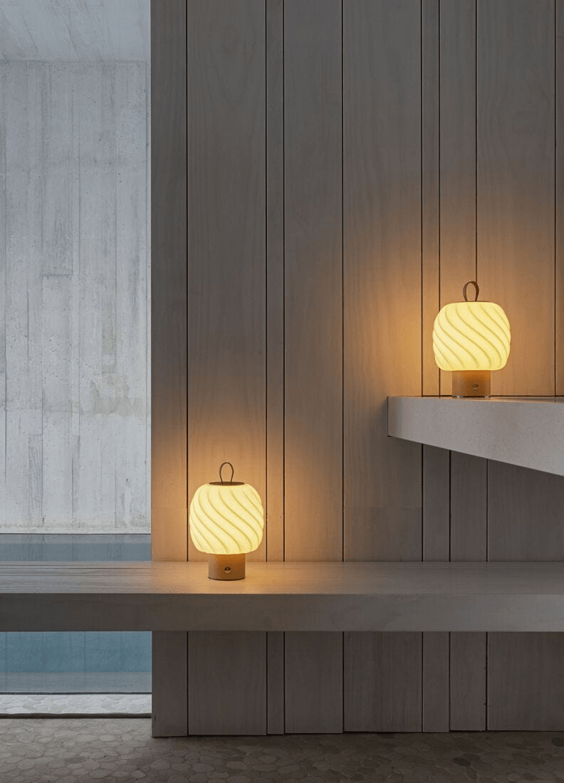 Lladró - Ice Cream portable lamp - Medium - Nude illuminating a stylish interior, crafted in porcelain.