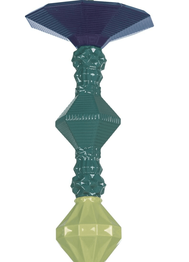 Lladró - Belle de Nuit 12 Lights Chandelier - Green vibrant porcelain design showcasing unique shapes.