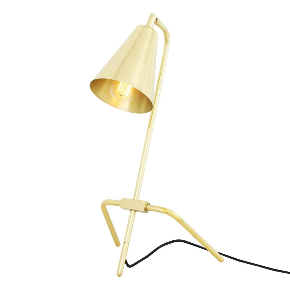 Mullan Astana Industrial Adjustable Brass Table Lamp - Polished Brass Finish