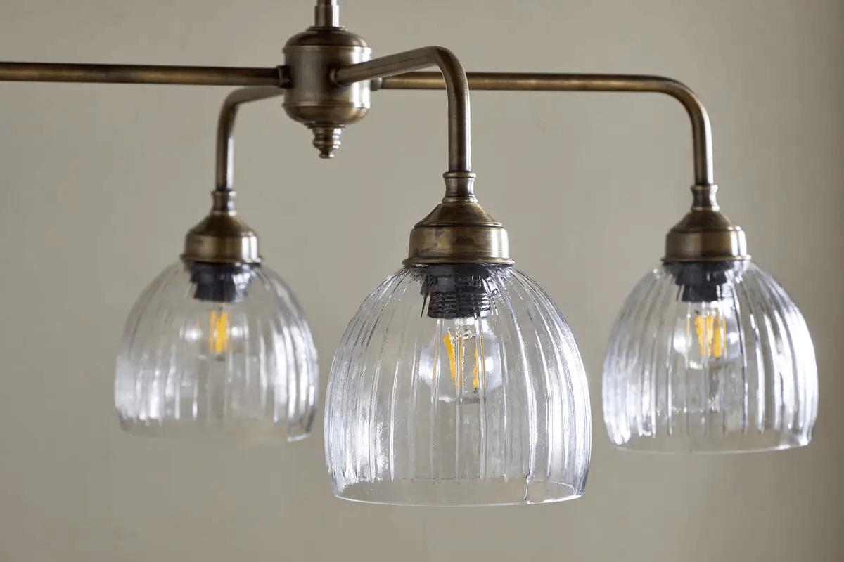 Nkuku - Kakira Chandelier Pendant - Antique Brass & Clear