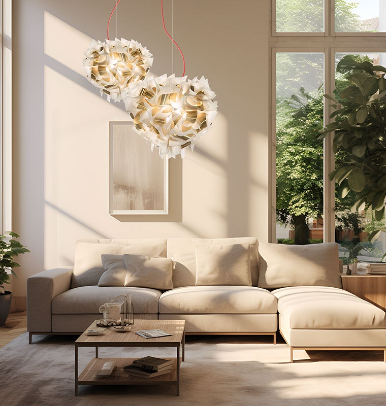 Slamp - Veli Aurea Suspension Lamp - Large - White/Gold - Red Wire