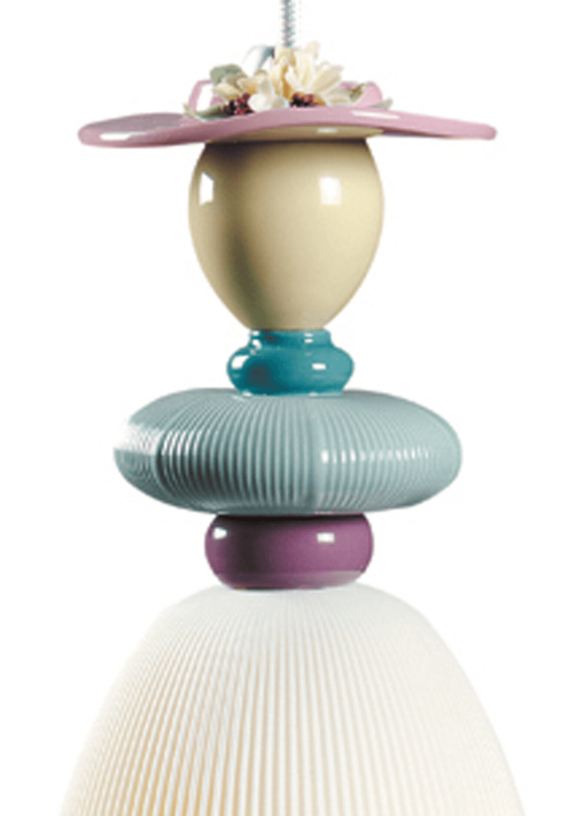 Lladró - Mademoiselle Pendant Light - Celia featuring colorful porcelain design details.