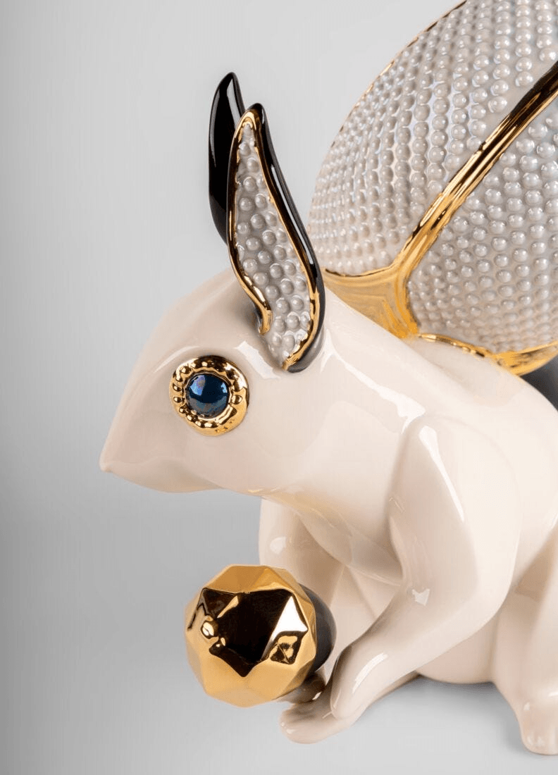 Lladró - Squirrel Jewel Sculpture featuring intricately designed porcelain with geometric patterns and elegant colors.
