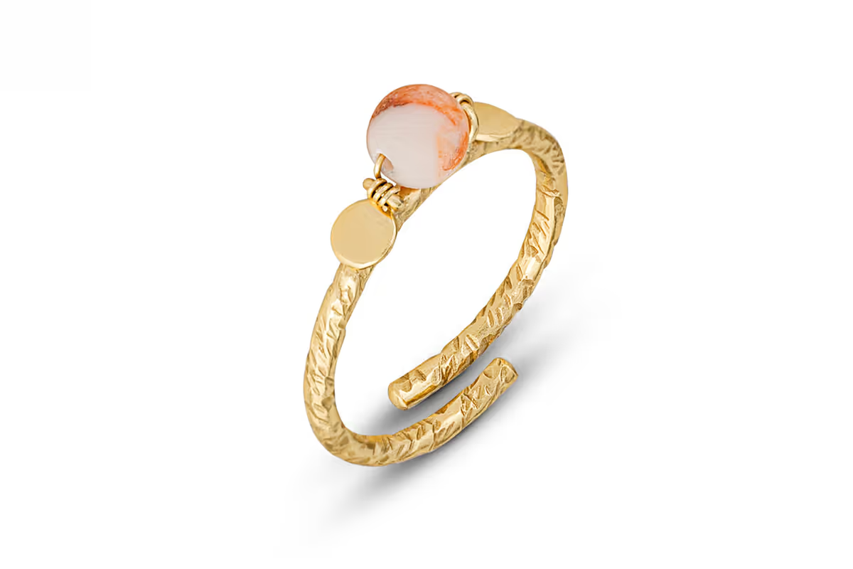 Nkuku - Cerita Rhodochrosite Ring - Rhodochrosite & Gold
