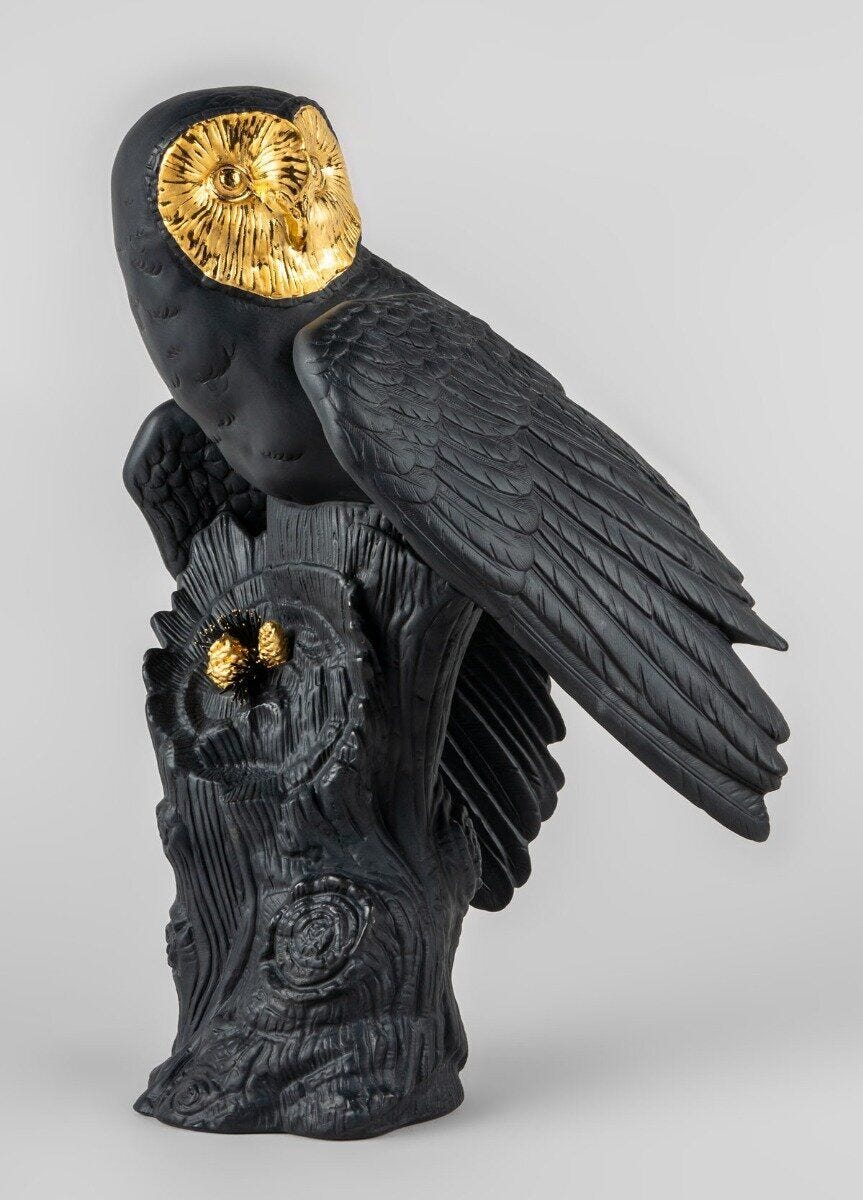 Lladró - Owl Sculpture - Black-gold - Limited Edition