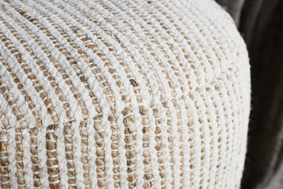 Nkuku - Zairya Jute & Cotton Tall Pouf - Natural & Rust