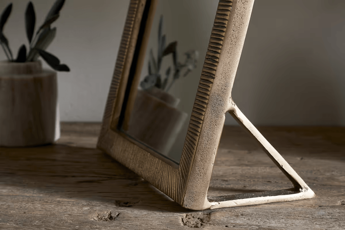Nkuku - Baja Standing Mirror - Antique Brass