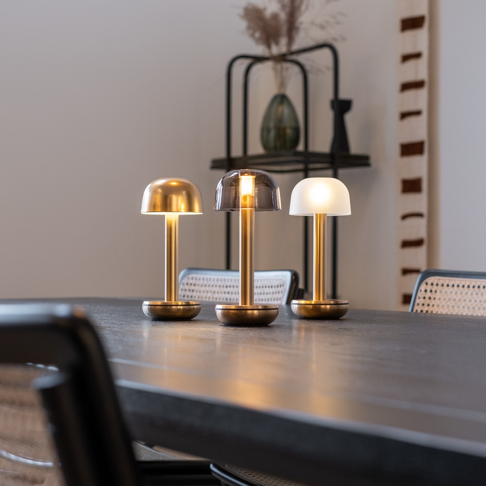 Humble Lights - Two Table Light Gold Glass Smoked