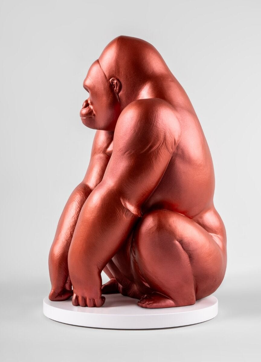 Lladró - Gorilla Sculpture - Metallic Red - Limited Edition