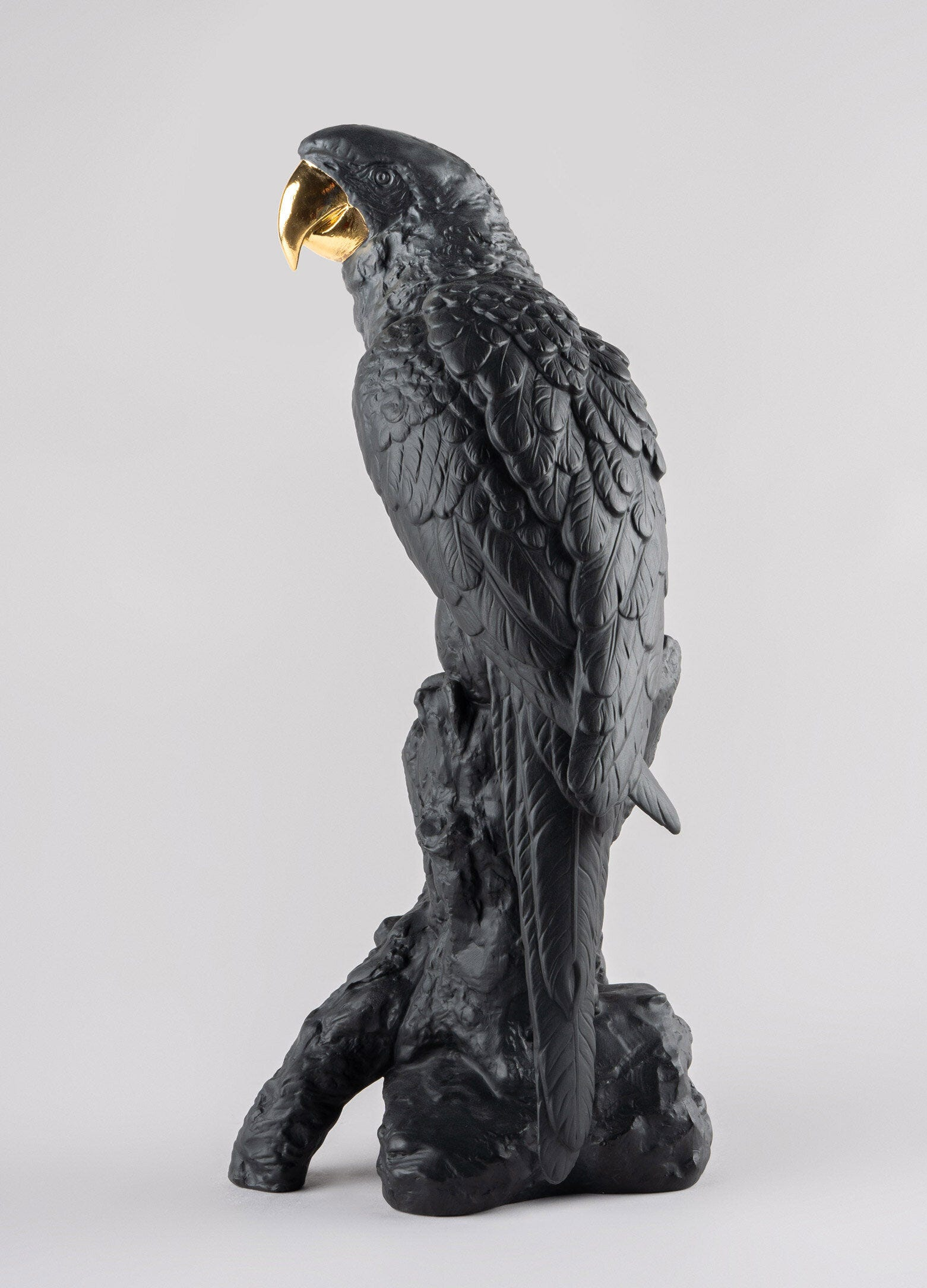 Lladró - Macaw Bird Sculpture - Black-Gold - Limited Edition