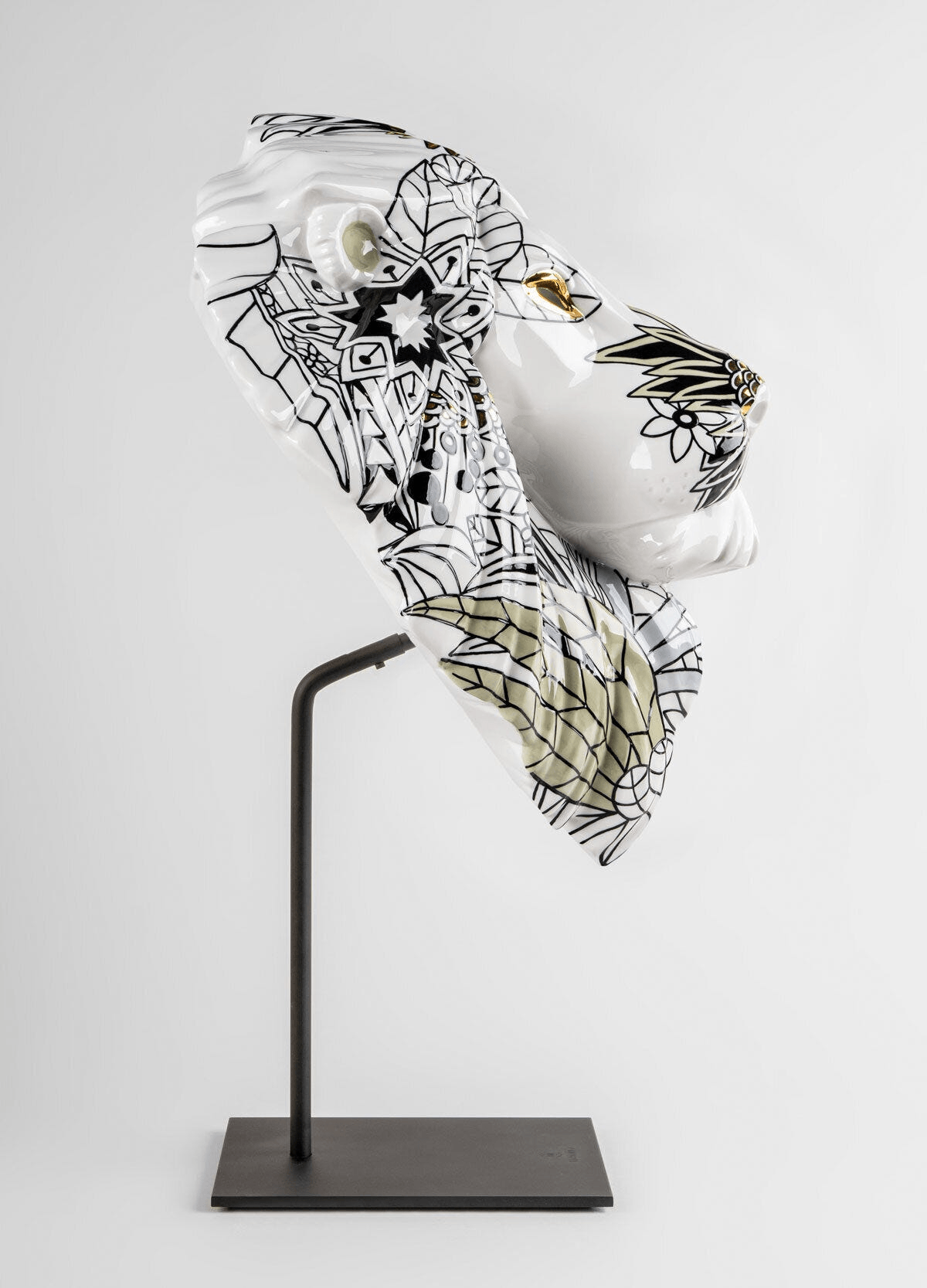 Lladró - Lion Mask - Wild Nature, a floral fantasy porcelain sculpture featuring contemporary lines and design.