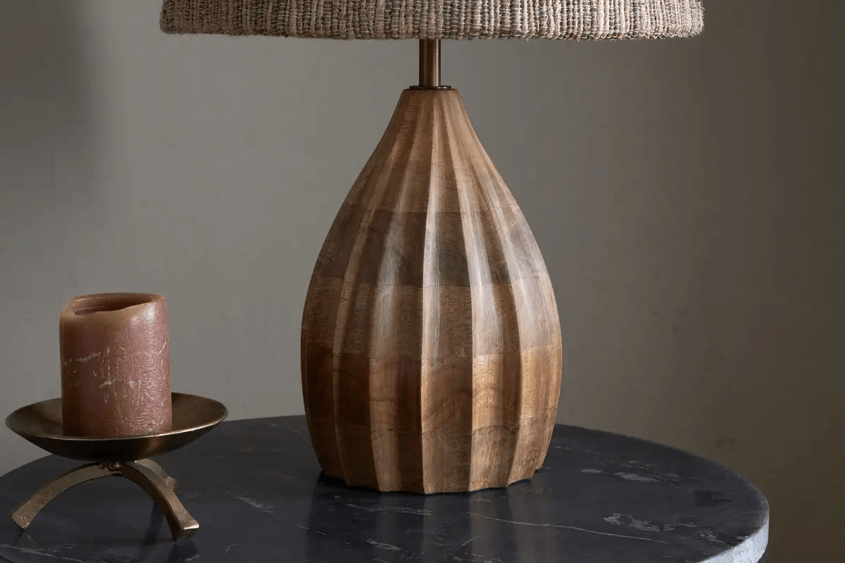 Nkuku - Awaa Mango Wood Bedside Table Lamp - Natural