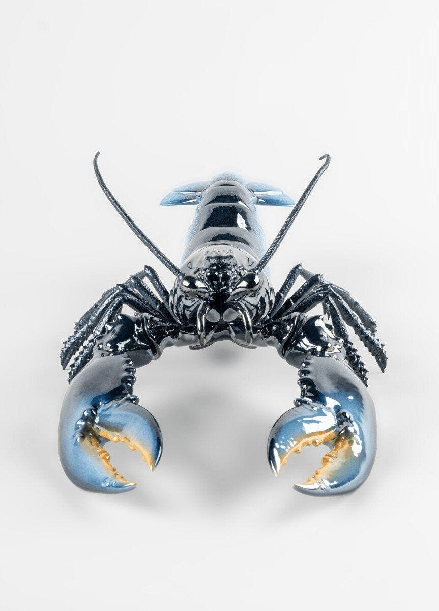Lladró - Lobster Sculpture - Blue detailed porcelain sea creature with powerful claws