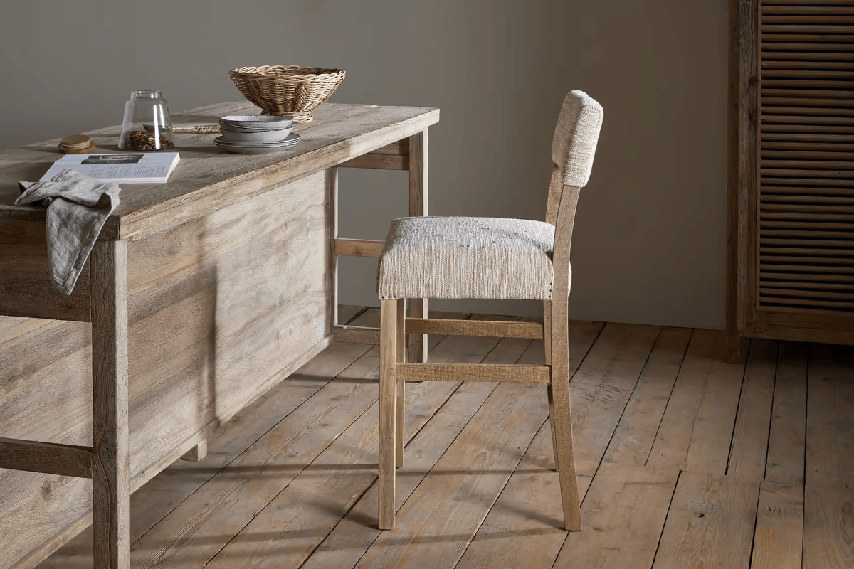 Nkuku - Zoha Cotton & Jute Upholstered Counter Chair - Natural