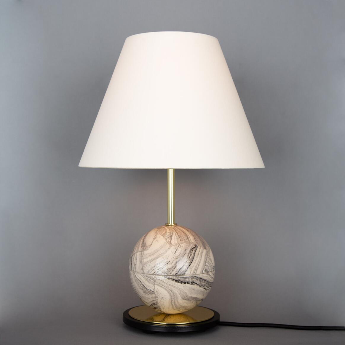 Mullan Byrd Marbled Ceramic Table Lamp with Fabric Shade - Polished Brass Finish