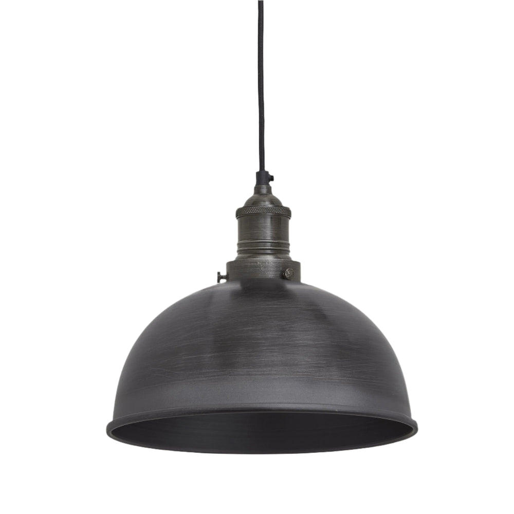 Industville - Brooklyn Dome Pendant Light - 8 Inch - Pewter Shade - Pewter Pendant Holder