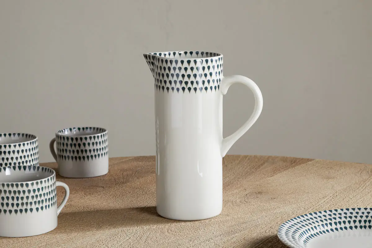 Nkuku - Juniper Drop Jug - Cream & Juniper - Large