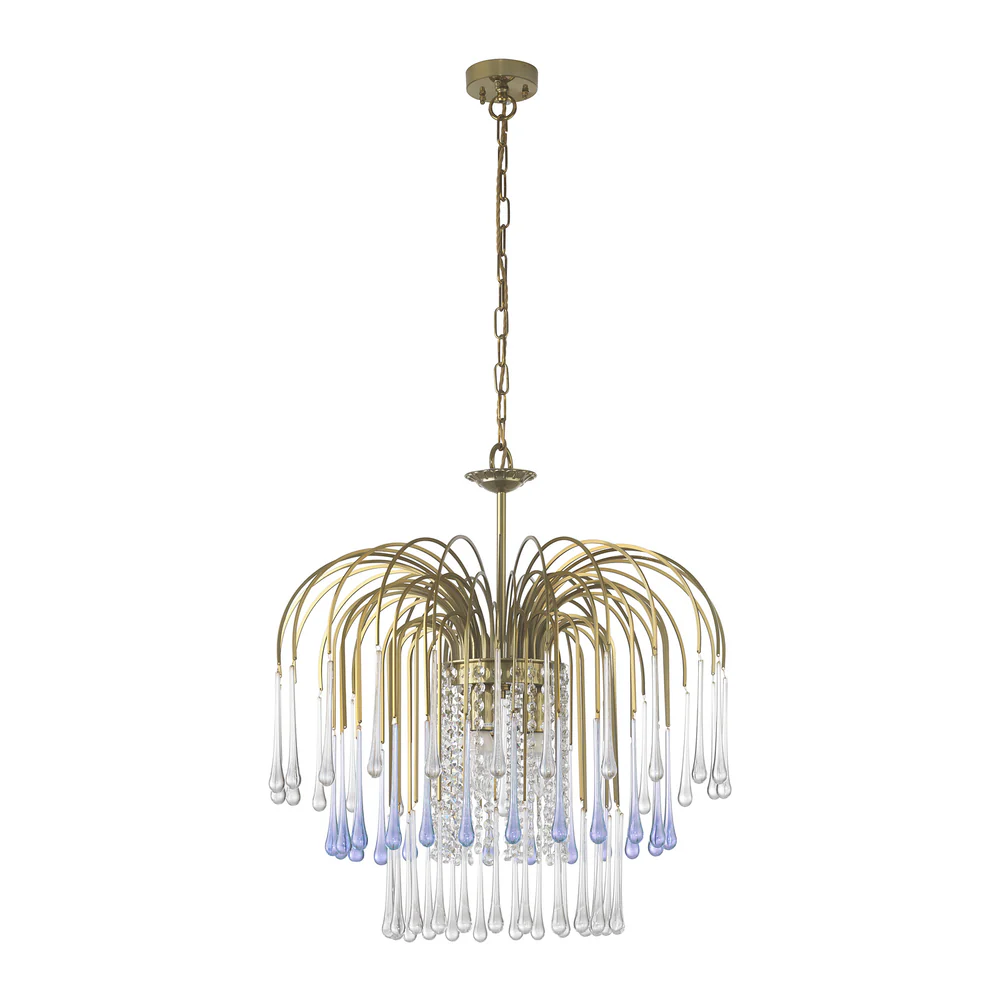 Northern Light - Evie Chandelier Ceiling Lights - Georgian Brass Alexandrite Glass Finish