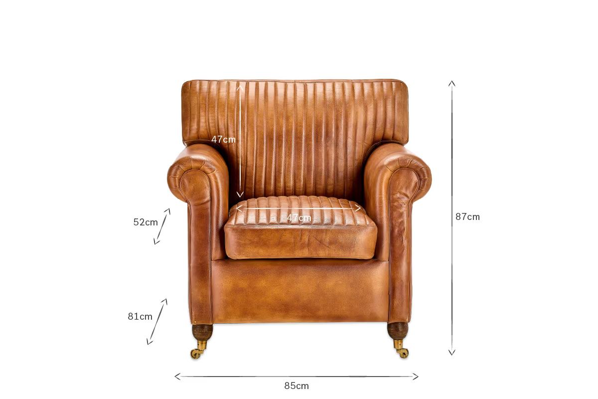 Nkuku - Narwana Ribbed Leather Armchair - Aged Tan