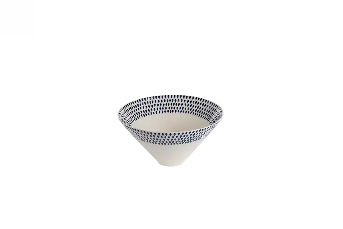 Nkuku - Indigo Drop Serving Bowl - Cream & Indigo - Medium