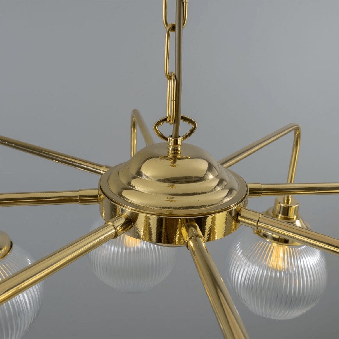 Mullan Genoa Eight Light Prismatic Glass Chandelier 109cm IP20 - Polished Brass Finish