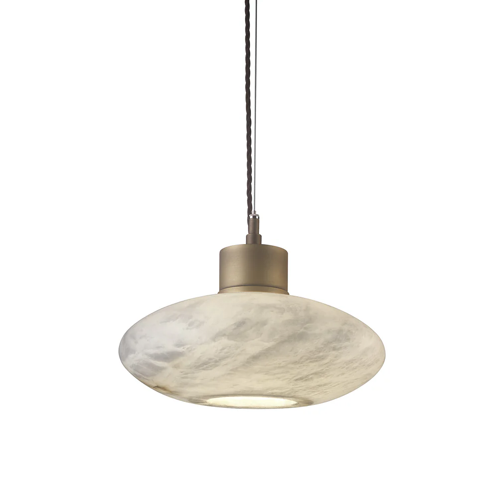Northern Light - Deimos Pendant Large Ceiling Lights - Brass Light Finish - White Alabaster Shade