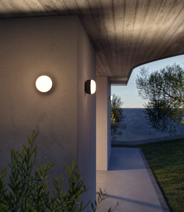 Contardi Kiki Wall Light Bud - Deep Black Frame - Opal White Glass Diffuser