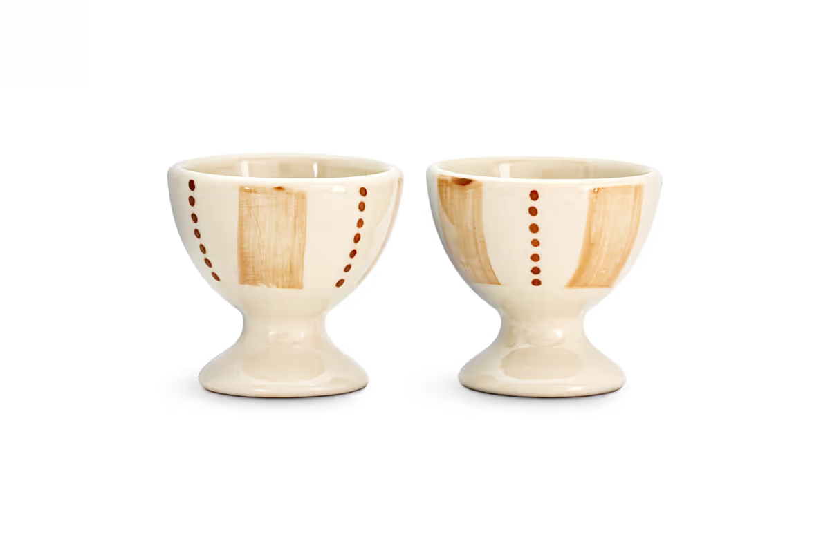 Nkuku - Patthar Egg Cups - Cream & Clay - (Set of 2)